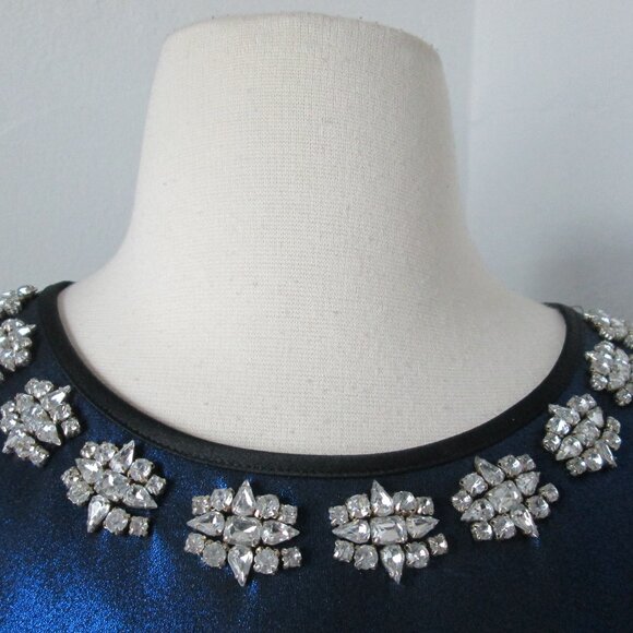 Ted Baker London 5 Jewel Neck Cocktail Dress Sapphire Blue A-Line Size 12 - Picture 3 of 7